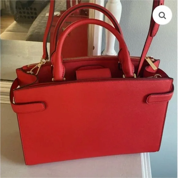 MICHAEL KORS KARLA SATCHEL RED PURSE